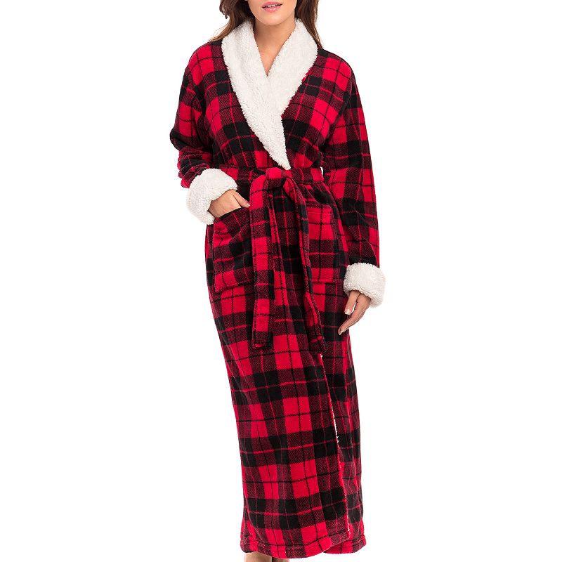 Women's Warm Winter Robe, Plush Fleece Full Length Long Bathrobe, 1 of 8