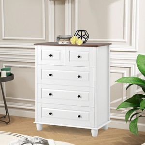 Hrinhom 5-Drawer Tall Dresser,29.1"W Vintage Wood Chest With Storage for Bedroom, Hallway & Closet - 1 of 4