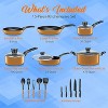 SereneLife 20 Piece Kitchenware Pots & Pans Set – Basic Kitchen Cookware, Black Non-Stick Coating Inside, Heat Resistant Lacquer (Gold) - image 2 of 4