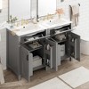 Vynxaria 48-Inch Modern Bathroom Vanity - Dual Ceramic Sinks, 4 Soft-Close Doors, 2 Flip Drawers, Double-Layer Shelves, Gray - 2 of 4