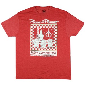 Seven Times Six Disney Toy Story T-Shirt Men's Pizza Planet Food & Fun Spaceport Tee - 1 of 4