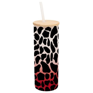 Elanze Designs Giraffe Animal Print Wrap-Around Design 25 Ounce Frosted Gradient Glass On-The-Go Coffee Travel Skinny Tumbler Mug Cup, Bamboo Lid and - 1 of 1