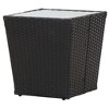 vidaXL Tea Table Black 16.3"x16.3"x16.9" Poly Rattan and Tempered Glass - 3 of 4