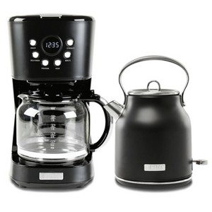 Haden Heritage Coffee Machine, 12 Cup Drip Coffee Maker Bundled with Heritage 1.7 Liter Stainless Steel Electric Kettle, Black & Chrome - 1 of 4