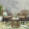 GDFStudio Fromberg Outdoor Wicker 3 Piece Chat Set with Cushion, Light Brown/Beige - 2 of 4