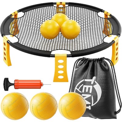 TEMI Outdoor Game Set - Includes 6 Balls, Net and Carrying Bag, Beach Ball Game for Adults, Played Outdoors, Indoors, Lawn, Beach, Backyard