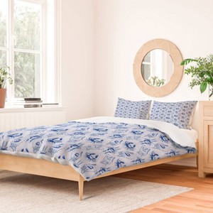 Deny Designs Britt Mills Design Nauti Crab Queen/Full Duvet and Sham Set (2-3pc Set) - 1 of 4