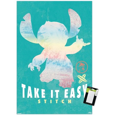 Trends International Disney Lilo and Stitch: Beach Vibes - Take It Easy Unframed Wall Poster Print White Mounts Bundle 22.375" x 34"