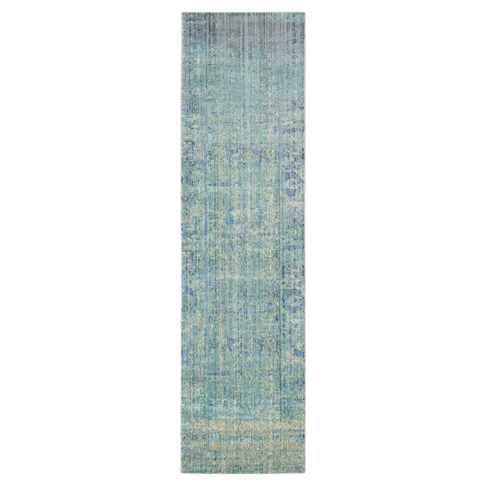 2'3inx8' Runner Green Multi Burst Loomed - Safavieh