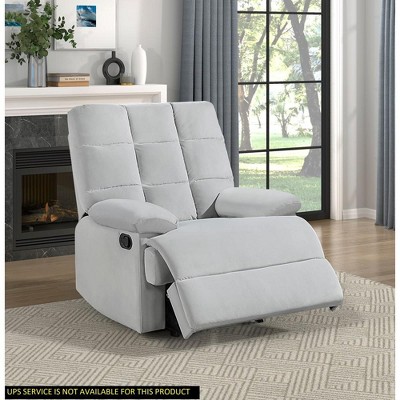 Reclining Chair Velvet Upholstery Square Tufted Back Pillowtop Arms Solid Wood Furniture