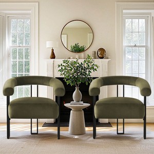 Modern Barrel Accent Chair Upholstered Accent Chair With Arm Backest for Living Room,Office,Indoor Furniture-Maison Boucle - 1 of 4