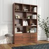 Lycvki 70.87" Tall Walnut Bookshelf with 10 Cubes and Cabinet - 4 of 4