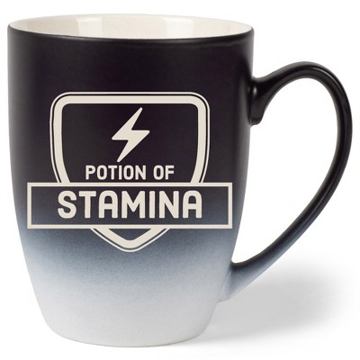 100 North Magic Potion 10 Ounce Black and White Two Toned Ombre, Comfortably Fits Your Hands, Ceramic Tea Coffee Cup Mug, Potion Of Stamina
