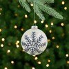 Northlight Set of 2 Shiny Pearl White Glittered Snowflake Glass Christmas Ball Ornaments 4" - image 2 of 4