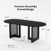 Wooakway 30"H Rattan Oval Wood Dining Table Kitchen Table Conference Table with Double Pedestal - 3 of 4