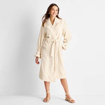 Women's Boucle Frayed Edge Trench Coat - Future Collective™ with Jenny K. Lopez Cream