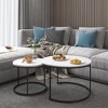 VYNXARIA Nesting Coffee Table Set of 2, 27.6" Round Industrial Wood Finish with Sturdy Metal Frame for Living Room, Bedroom, Balcony, Yard (WHITE) - 2 of 4