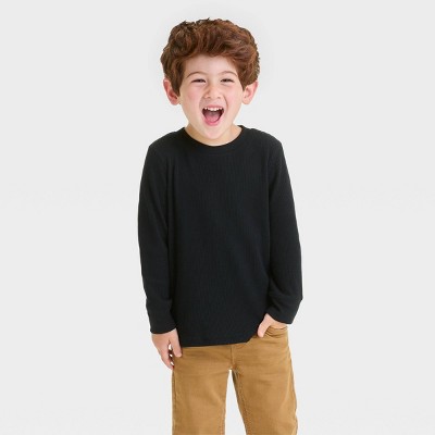 Image of Toddler Boys' Long Sleeve Thermal Shirt - Cat & Jack™ Black 12M