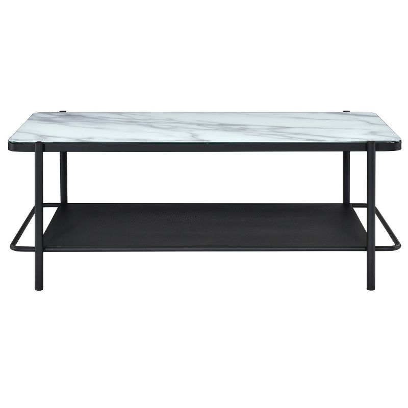 48&#34; Avalan Glass Top Contemporary Coffee Table Black Coating/White - miBasics, 5 of 8