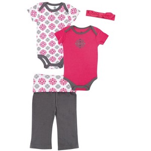 Yoga Sprout Baby Girl Cotton Layette Giftset, Medallion, 0-3 Months - 1 of 1