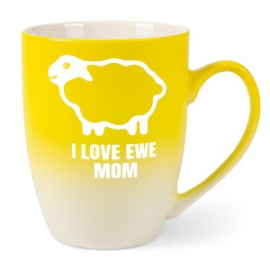 Elanze Designs Mother's Day Appreciation Coffee Cup Mug 12 Ounce Ceramic With Ombre Gradient Sheep Love Ewe Mom Yellow and White - 1 of 4