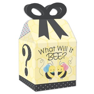 Big Dot of Happiness What Will It BEE? - Square Favor Gift Boxes - Gender Reveal Party Bow Boxes - Set of 12 - 1 of 4
