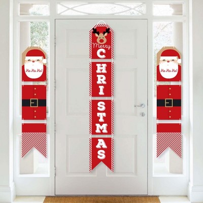 Big Dot of Happiness Jolly Santa Claus - Hanging Vertical Paper Door Banners - Christmas Party Wall Decoration Kit - Indoor Door Decor