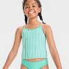 Girls' Striped Tankini Set - Cat & Jack™ Aqua Green - 3 of 3