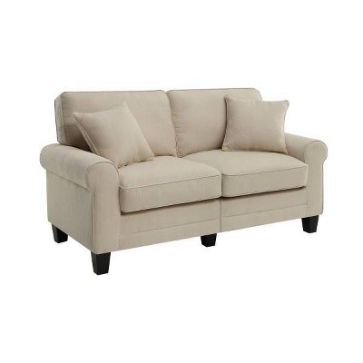 Copenhagen Cream Loveseat with Pillowed Back and Rounded Arms