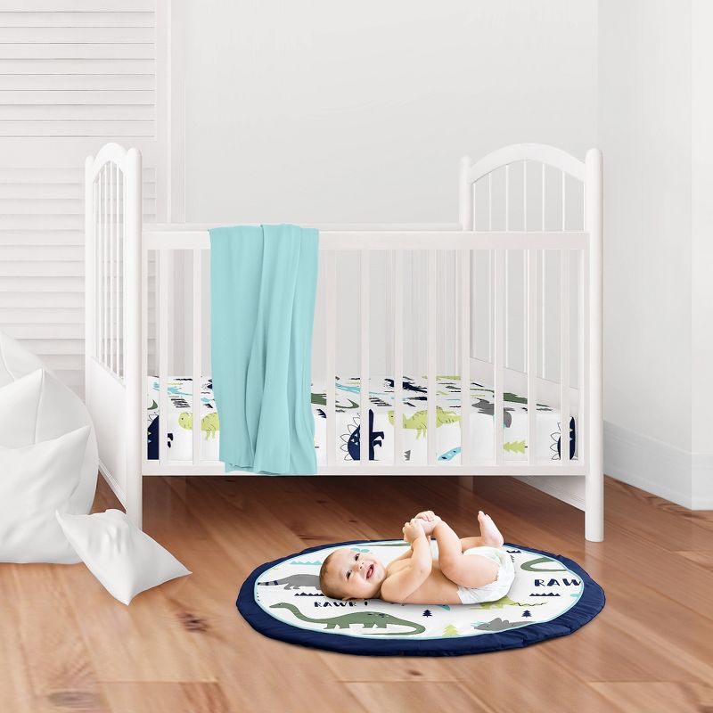 Sweet Jojo Designs Boy Baby Tummy Time Playmat Mod Dinosaur Blue Green and White, 3 of 6