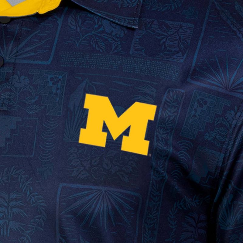 NCAA Michigan Wolverines Men&#39;s Tropical Polo T-Shirt, 3 of 4
