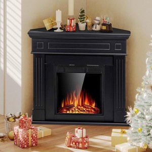 ZAFRO Corner Electric Fireplace with Mantel, TV Stand Electric Fireplace Heater for Living Room, Bedroom, Black - 1 of 4