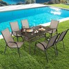 Costway 59'' Outdoor Dining Table All-Weather Cast Aluminum Umbrella Hole 6 Person Bronze - 2 of 4