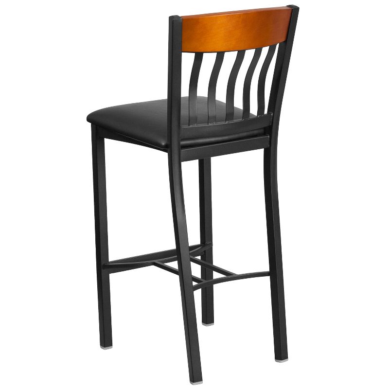 Flash Furniture Vertical Back Metal and Wood Restaurant Barstool with Vinyl Seat, 3 of 6