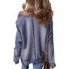 Amaryllis Women’s Long Sleeve Textured Waffle Knit Patchwork Pullover Contrast Washed Casual Fit Raw Hem - 2 of 4