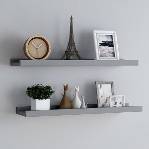 vidaXL Picture Frame Ledge Shelves 2 pcs Gray 31.5Inchx3.5Inchx1.2Inch MDF - 1 of 4