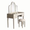 Okak Vanity Table with Drawers and Lights, Mirrored Vanities Desk with Drawers, Bedroom Makeup Vanity Table Set with Mirror and Stool - 4 of 4