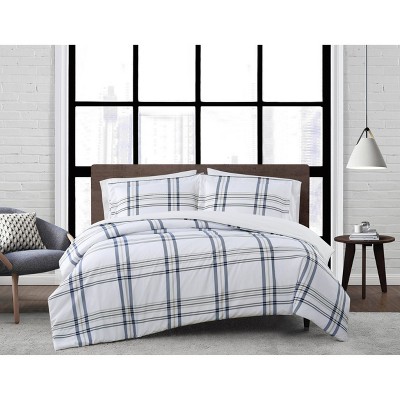 Twin XL 2pc Kent Plaid Duvet Cover Set - London Fog