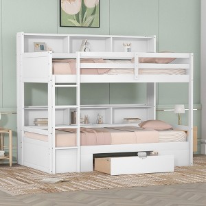NicBex Twin Size Bunk Bed with Storage Shelves Bed Frame with Drawers, Guardrails and Ladder, No Spring Box Required - 1 of 4