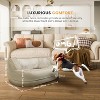 Hachikiko Calming Deep Nest Dog Bed - 16" High Sides/Dual-Layer Support/Removable Cover for Medium-Large Dogs (Beige, 40"x28"x16") - 3 of 4