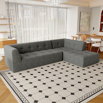 112.2" Upholstered Modular L-Shaped Sectional Sofa, 2pcs Free Combination