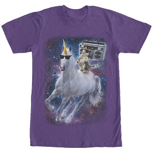 Men's Lost Gods Boombox Cat and Unicorn Space Song T-Shirt - 1 of 3