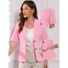 INSPIRE CHIC Women's Cotton Linen Button Office Business Short Sleeve Blazer Jacket - 2 of 4