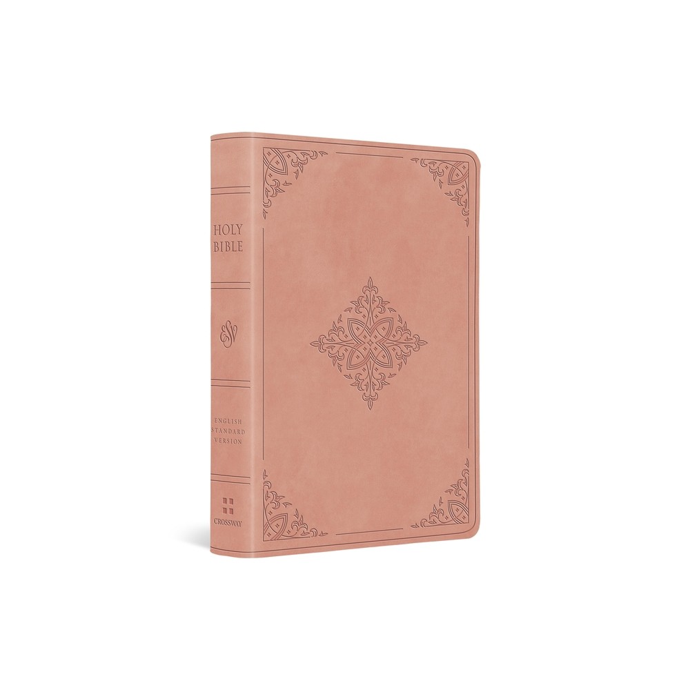 ESV Large Print Value Compact Bible (Trutone, Blush Rose, Fleur-De-Lis Design) - by Esv Bibles (Leather Bound)