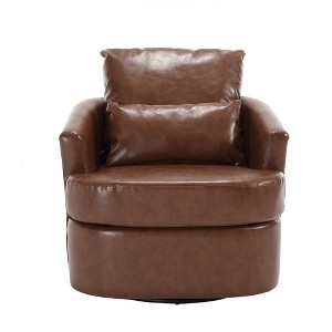 TIRAMISUBEST Swivel Barrel Chair, Brown - A Comfy Round Accent Sofa for Living Room, Ideal Arm Chair for Nursery, Hotel, Bedroom, Office & Lounge - 1 of 4