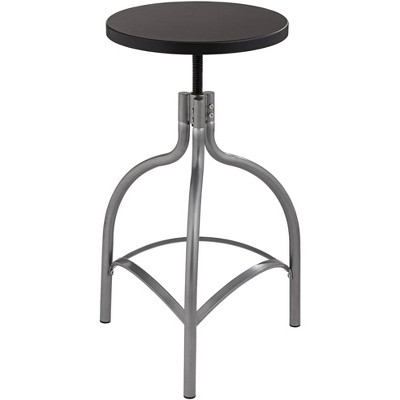 Elm Lane Talor Modern Silver and Black Metal and Wood Adjustable Swivel Barstool