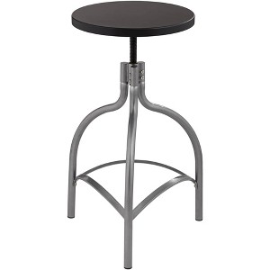 Elm Lane Talor Silver Metal Swivel Bar Stool 29 1/4" High Industrial Adjustable Black Wood Seat with Footrest for Kitchen Counter Height Island Home - 1 of 4