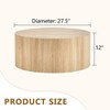 Infurnic Coffee Tables Wood Round Cylinder Coffee Table with  Natural Wood Finish for Living Room, Beige, 27.5"*27.5"*12" - 3 of 4