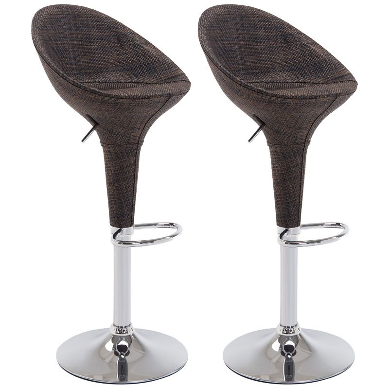 HOMCOM Adjustable Bar Stools Set of 2, Rattan Bar Height Barstools with Swivel for Pub Counter Kitchen, 1 of 8