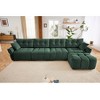 DOMETOUR Modular 4-Seater Chenille Sofa with Ottoman, Solid Wood Frame, High-Resilience Cushions, Green, for Living Room or Office - 2 of 4